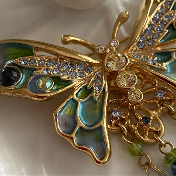 Kirks Folly Collectible Butterfly With Enamel AB Rhinestone Brooch - Picture 7 of 12